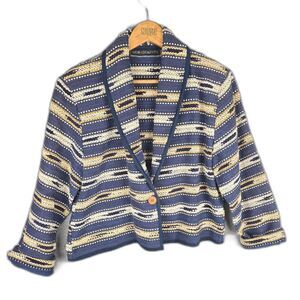 New Identity Cotton Woven Jacket L Southwestern Geometric Boho Cropped
